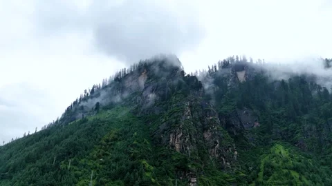 Drone footage of serene, rain-washed Himalayan landscape. Stock Footage 310658902