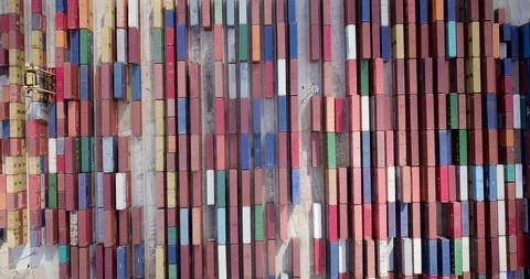 Drone footage of shipping containers Stock Footage 89754447