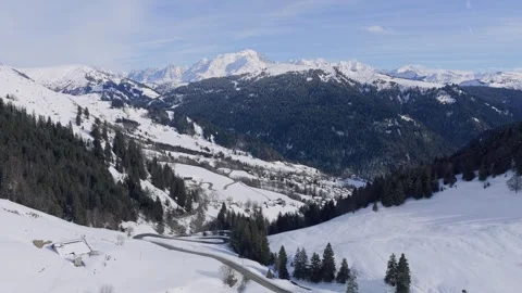 Drone footage showcasing the scenic Col des Aravis mountain pass and the Stock Footage 346688367