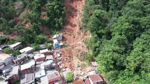 Drone Footage Shows Extent Of Landslide ... | Stock Video | Pond5