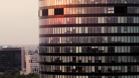 Drone footage of the skyscraper at sunset. Stock-Footage 108347385