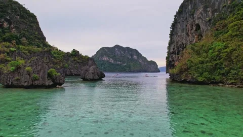 Drone Footage at Small Lagoon in Philippines Stock Footage 251725997