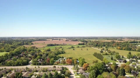 Drone footage of small town Stock Footage 218407310