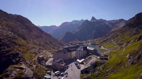 Drone footage of a small town surrounded by a valley in Italy (4K) Stock Footage 189898133