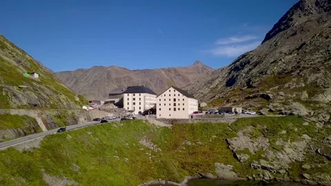 Drone footage of a small town surrounded by a valley in Italy (4K) Stock Footage 189912004