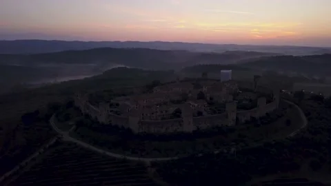 Drone footage of a small town within a wall in Italy (4K) Stock Footage 191042273