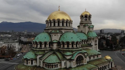Drone Footage of Sofia, Bulgaria, Alexander Nevsky Cathedral, Symbol of Sofia Video stock 98283341