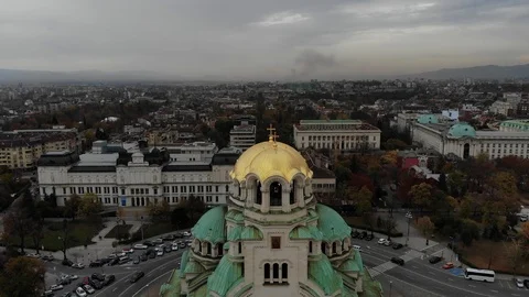 Drone Footage of Sofia, Bulgaria, Alexander Nevsky Cathedral, Symbol of Sofia Video stock 98283386