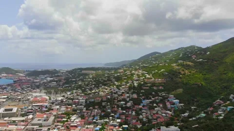 Drone footage of st. thomas u.s. virgin island in the caribbean Stock Footage 258773593