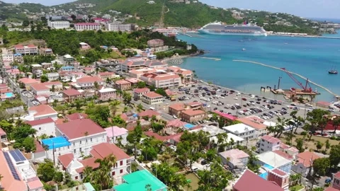 Drone footage of st. thomas u.s. virgin island in the caribbean Stock Footage 258773605