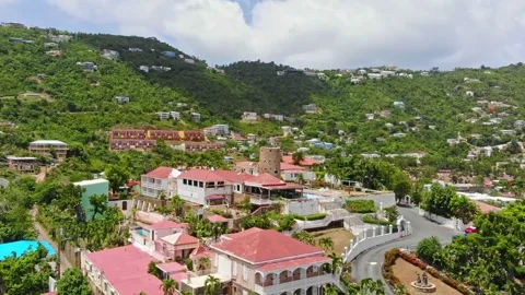Drone footage of st. thomas u.s. virgin island in the caribbean Stock Footage 258773673