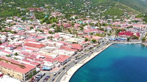 Drone footage of st. thomas u.s. virgin island in the caribbean Stock Footage 258773846