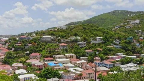 Drone footage of st. thomas u.s. virgin island in the caribbean Stock Footage 258773985