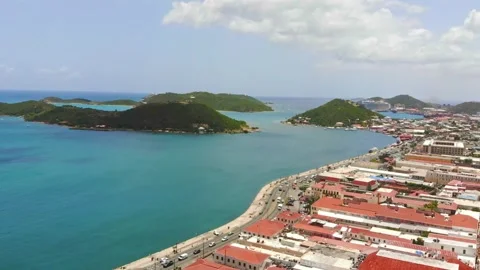 Drone footage of st. thomas u.s. virgin island in the caribbean Stock Footage 258773995