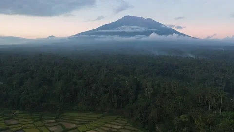 Drone footage of the stunning Agung volcano in Bali, Indonesia Stock Footage