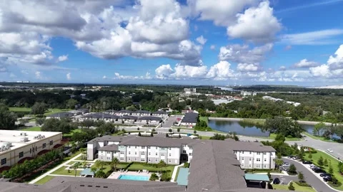 Drone footage of a subdivision by I-75 in Riverview and Gibsonton Florida Stock Footage 346507443