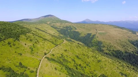 Drone footage of summer mountain range Stock Footage 80252965