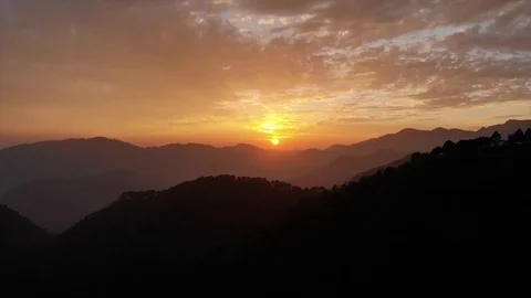 Drone footage of sunset Stock Footage 124421463