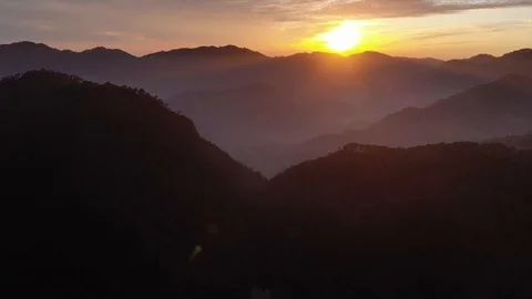 Drone footage of sunset Stock Footage 124786687