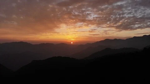 Drone footage of sunset in the mountain Stock Footage 124421696