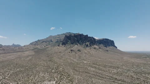 Drone footage of the superstition Mountains located in Arizona in the summer Stock Footage 341880057
