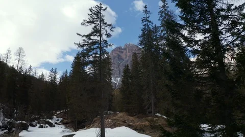 Drone Footage Through the Forest in Dolomite Mountains, Italy 動画素材 127328721