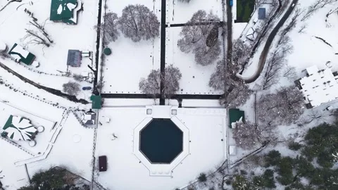 Drone footage from a top-down perspective revealing the still, reflective waters Stock Footage 311129314