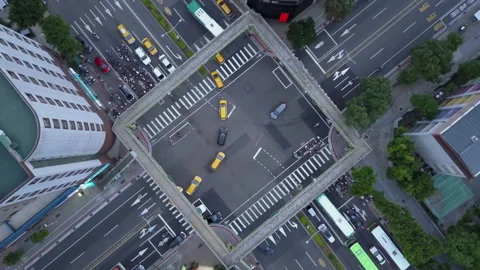Drone footage of traffic at a busy intersection Stock Footage 229926742