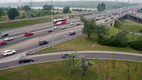 Drone footage of traffic jam. Stock Footage 107327919