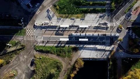 Drone Footage of a Train Station Stock Footage 308208727