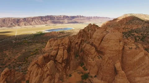 Drone footage in a valley in Moab Stock Footage 68982797
