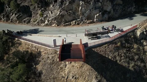 Drone footage of Viewpoint of Ujo over the meander of the river Tua, in the Dour Stock Footage 208869800