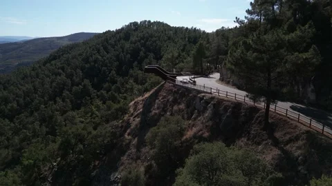 Drone footage of Viewpoint of Ujo over the meander of the river Tua, in the Dour Stock Footage 208869839