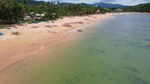 Drone Footage of waves as main subject in Philippines Stockbeeldmateriaal 245321809