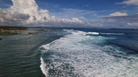 Drone Footage of waves as main subject in Philippines Stockbeeldmateriaal 245324793