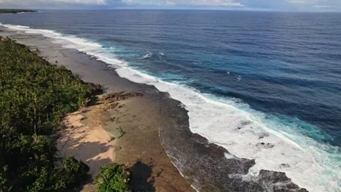 Drone Footage of waves as main subject in Philippines Stockbeeldmateriaal 245325800
