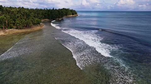 Drone Footage of waves as main subject in Philippines Stockbeeldmateriaal 245326889