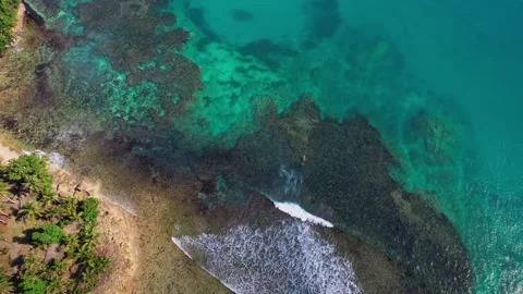 Drone Footage of waves as main subject in Philippines Stock Footage 245412692