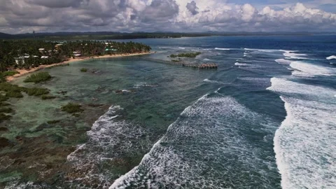 Drone Footage of waves as main subject in Philippines Stock Footage 245460400