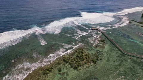 Drone Footage of waves as main subject in Philippines 스톡 동영상 245461266