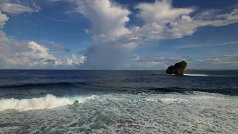 Drone Footage of waves as main subject in Philippines Stockbeeldmateriaal 245461352