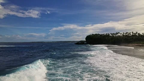 Drone Footage of waves as main subject in Philippines Vídeos de archivo 245461425