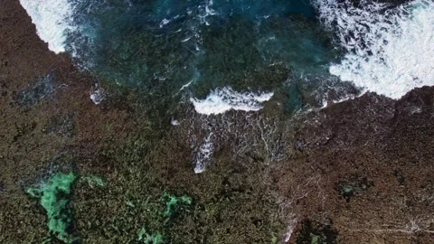 Drone Footage of waves as main subject in Philippines Stockbeeldmateriaal 245516431