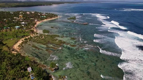 Drone Footage of waves as main subject in Philippines Stockbeeldmateriaal 245516468