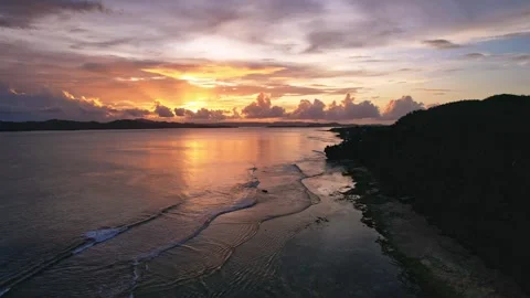 Drone Footage of waves as main subject in Philippines Stockbeeldmateriaal 245518197