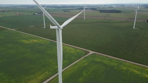 Drone Footage Of Wind Turbine On The Fields Stock Footage 249285697