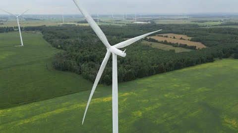 Drone Footage Of Wind Turbine On The Fields Stock Footage 249285698