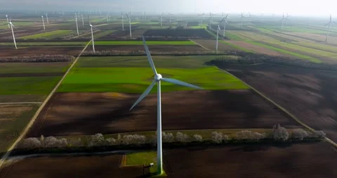 Drone footage of a windmill Stock Footage 228301111