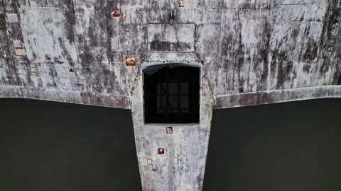 Drone footage of a wreck plane half submerged in Philippines Stock Footage 244472355