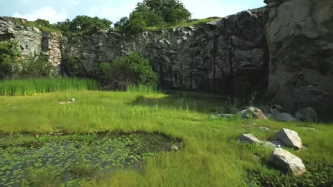 A drone forward aerial view of a beautiful valley in the middle of a city Stock Footage 242379492